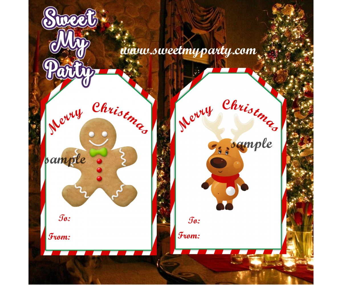Christmas gift tags, Christmas gift stickers, Santa Claus gift tags,(3,4)